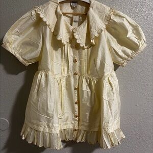 Anthropologie Cream Blouse with Gold Buttons